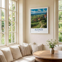 Alsace Poster - France Travel Illustration - Vineyard Village Home Decor