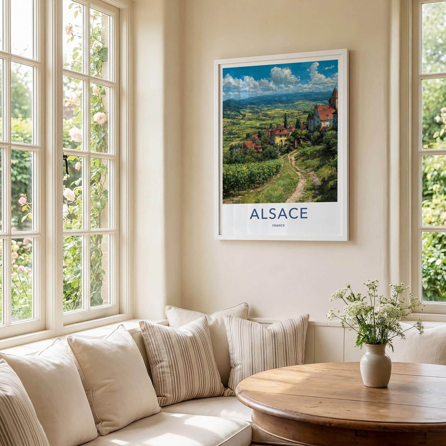 Alsace Poster - France Travel Illustration - Vineyard Village Home Decor