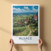 Alsace Poster - France Travel Illustration - Vineyard Village Home Decor