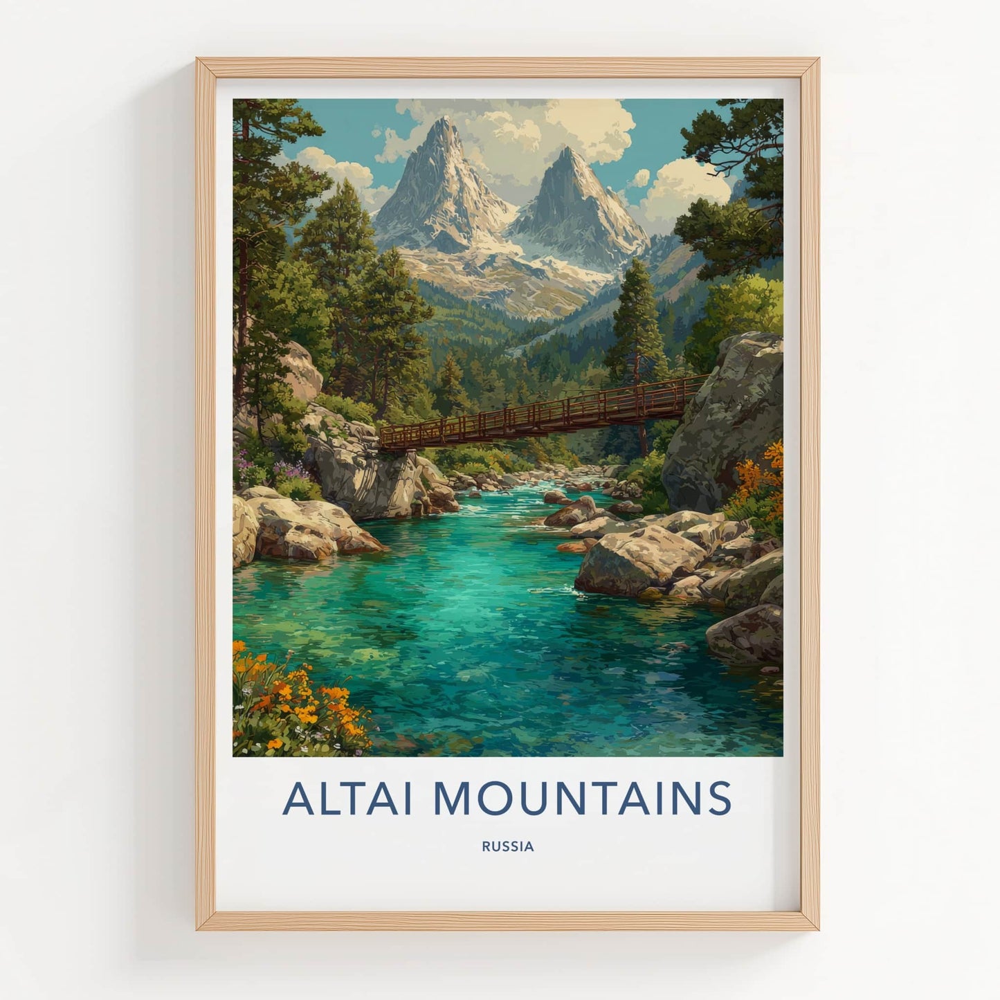 Altai Mountains Poster - Russia Wall Art - River Bridge Gallery Art