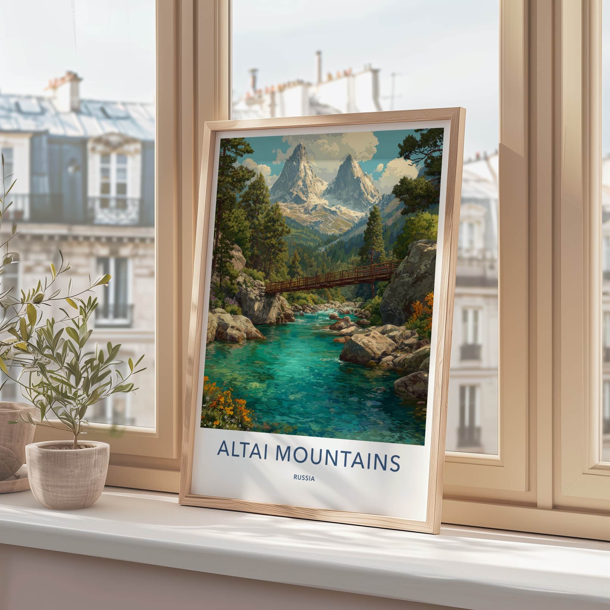 Altai Mountains Poster - Russia Wall Art - River Bridge Gallery Art