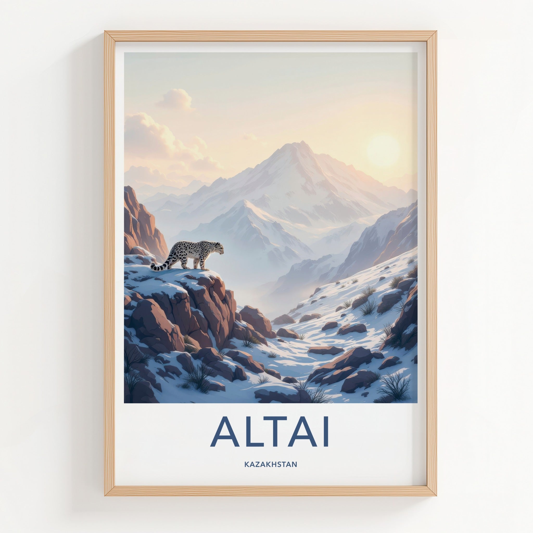 Altai Poster - Kazakhstan Art Print - Mountainous Snowy Leopard Home Decor