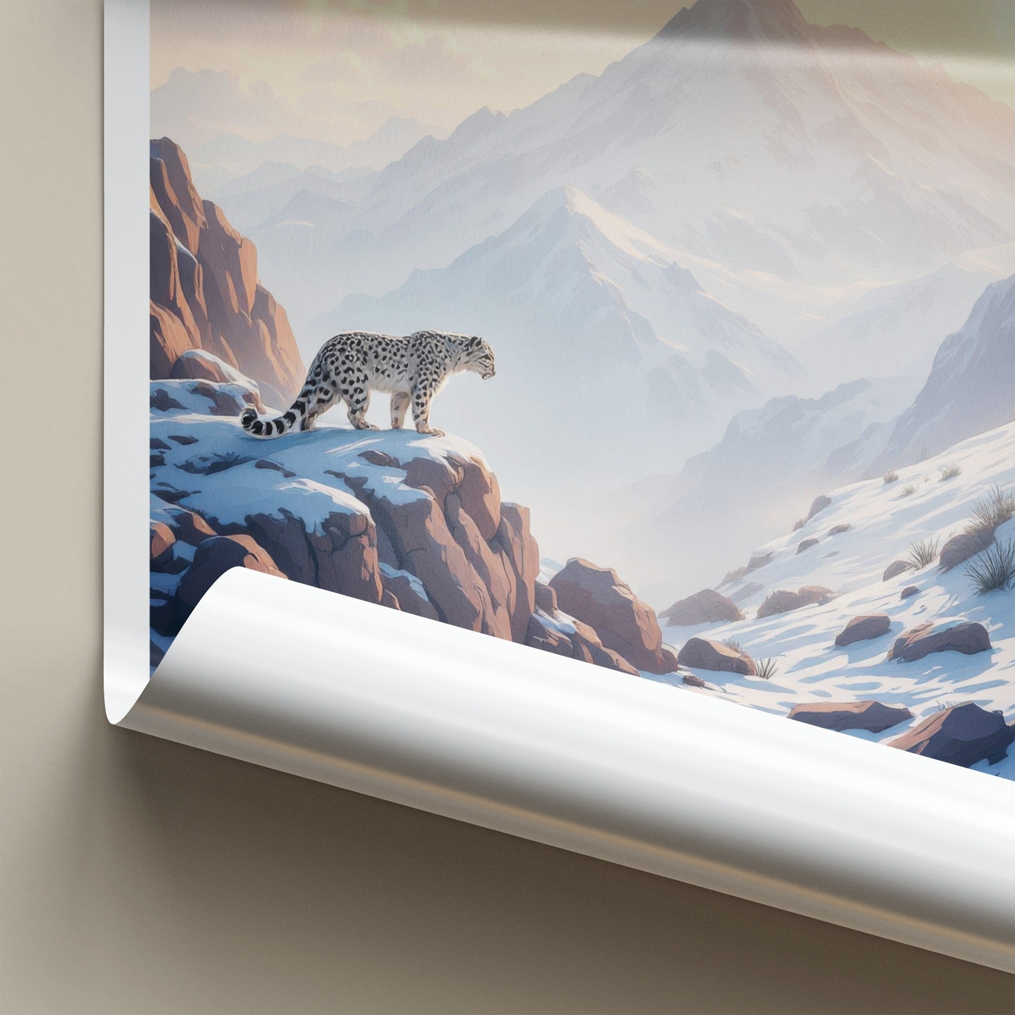 Altai Poster - Kazakhstan Art Print - Mountainous Snowy Leopard Home Decor