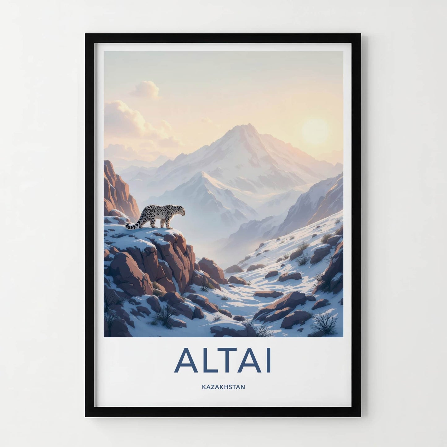 Altai Poster - Kazakhstan Art Print - Mountainous Snowy Leopard Home Decor