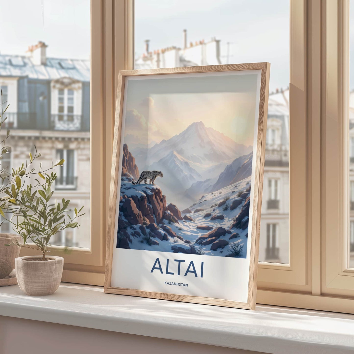 Altai Poster - Kazakhstan Art Print - Mountainous Snowy Leopard Home Decor