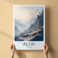Altai Poster - Kazakhstan Travel Art - Snow Leopard Mountains Home Decor