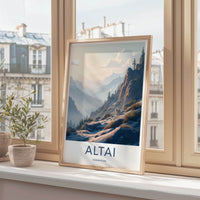 Altai Poster - Kazakhstan Travel Art - Snow Leopard Mountains Home Decor