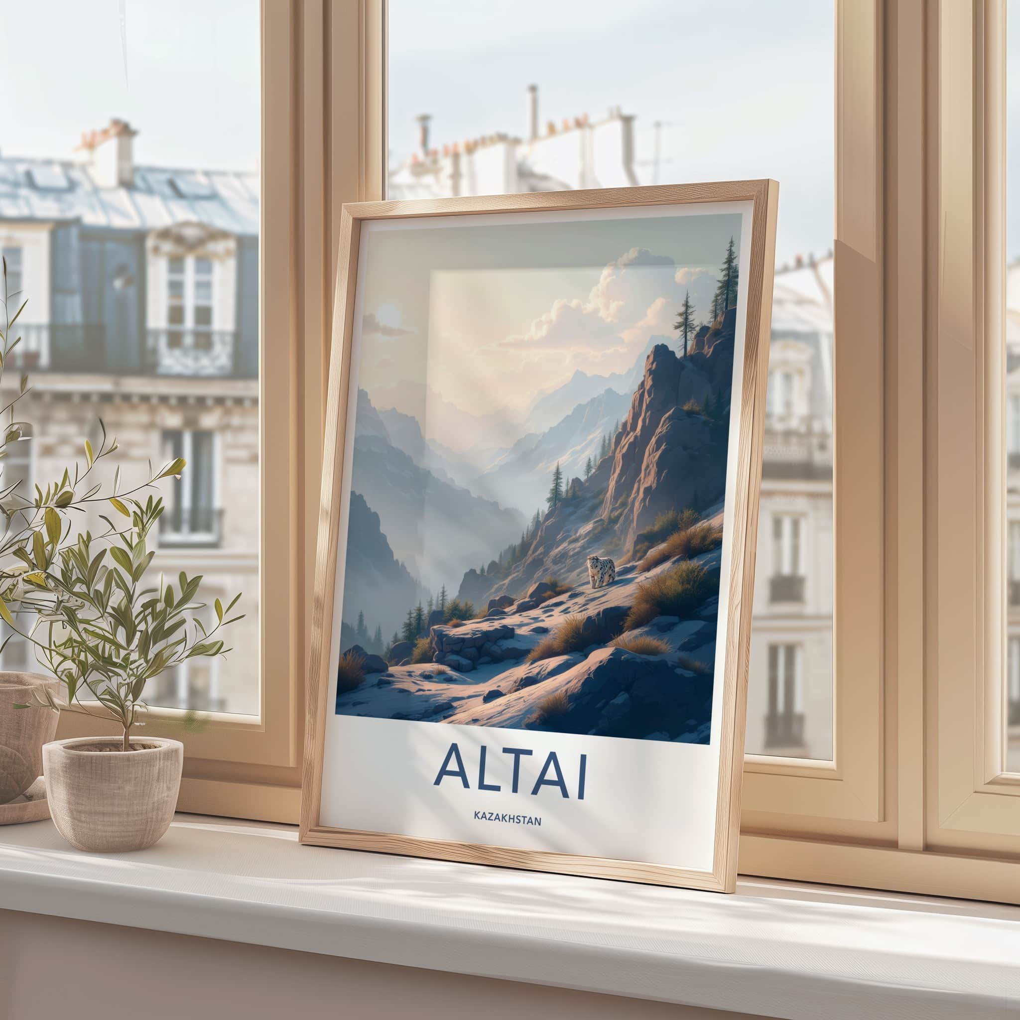 Altai Poster - Kazakhstan Travel Art - Snow Leopard Mountains Home Decor