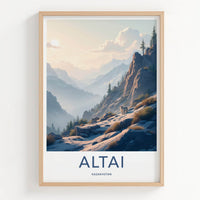 Altai Poster - Kazakhstan Travel Art - Snow Leopard Mountains Home Decor