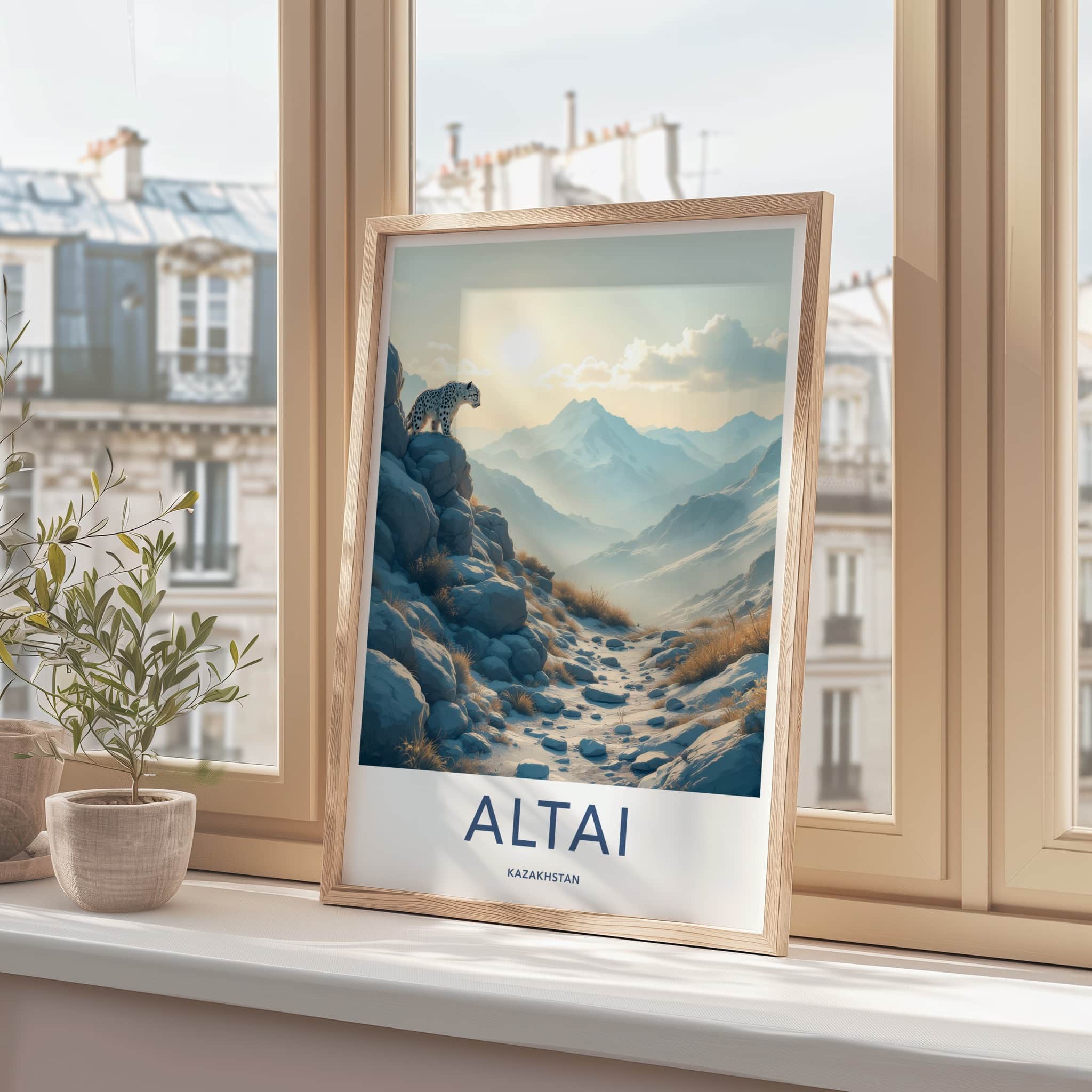 Altai Poster - Kazakhstan Wall Art - Leopard Rocky Terrain Home Decor