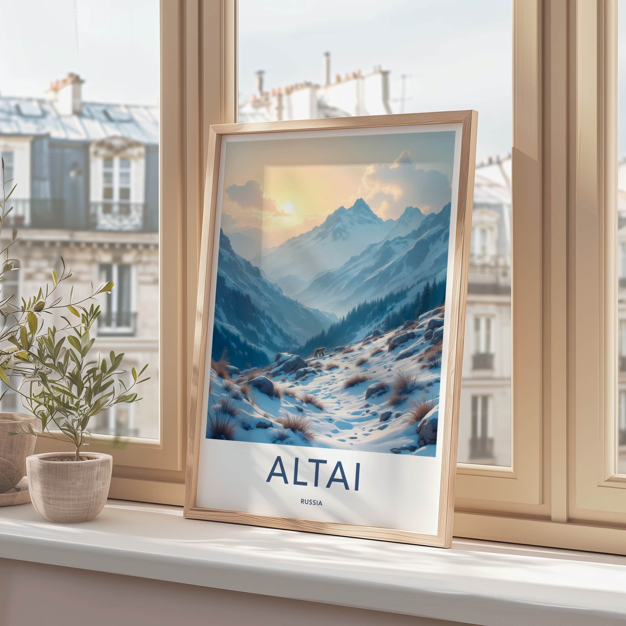 ALTAI Poster - Russia Wall Art - Winter Mountain Sunset Home Decor