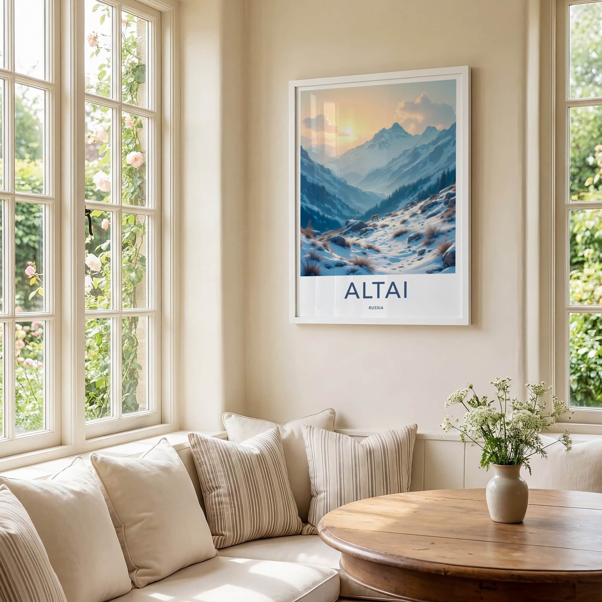 ALTAI Poster - Russia Wall Art - Winter Mountain Sunset Home Decor