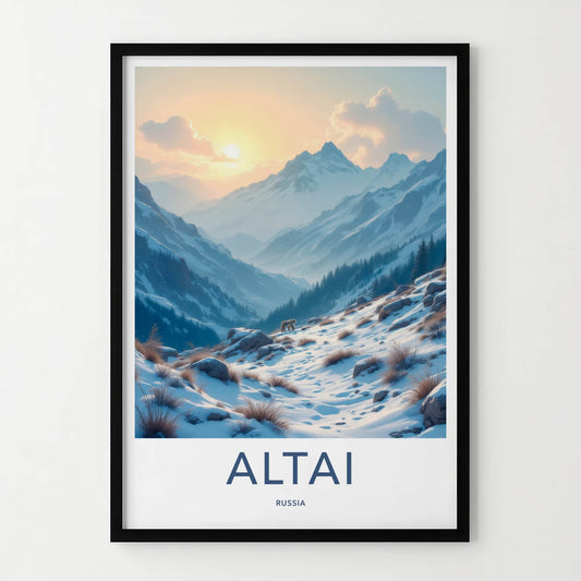 ALTAI Poster - Russia Wall Art - Winter Mountain Sunset Home Decor