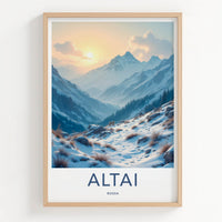 ALTAI Poster - Russia Wall Art - Winter Mountain Sunset Home Decor