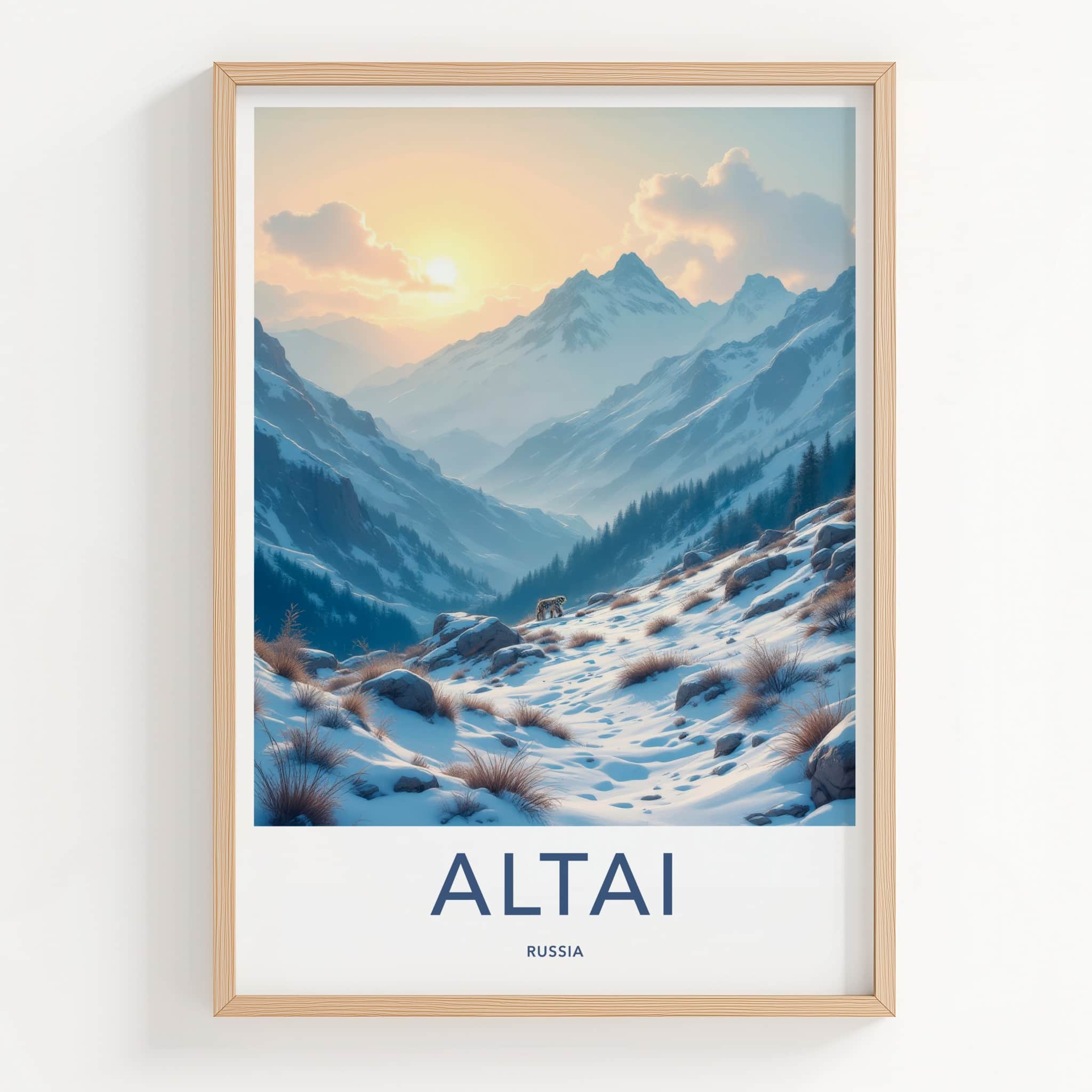 ALTAI Poster - Russia Wall Art - Winter Mountain Sunset Home Decor