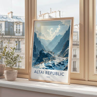 Altai Republic Poster - Russia Wall Art - Snowy Mountain Leopards Home Decor