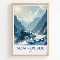 Altai Republic Poster - Russia Wall Art - Snowy Mountain Leopards Home Decor