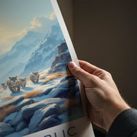Altai Republic Poster - Russia Wall Art - Walking Snow Leopards Home Decor