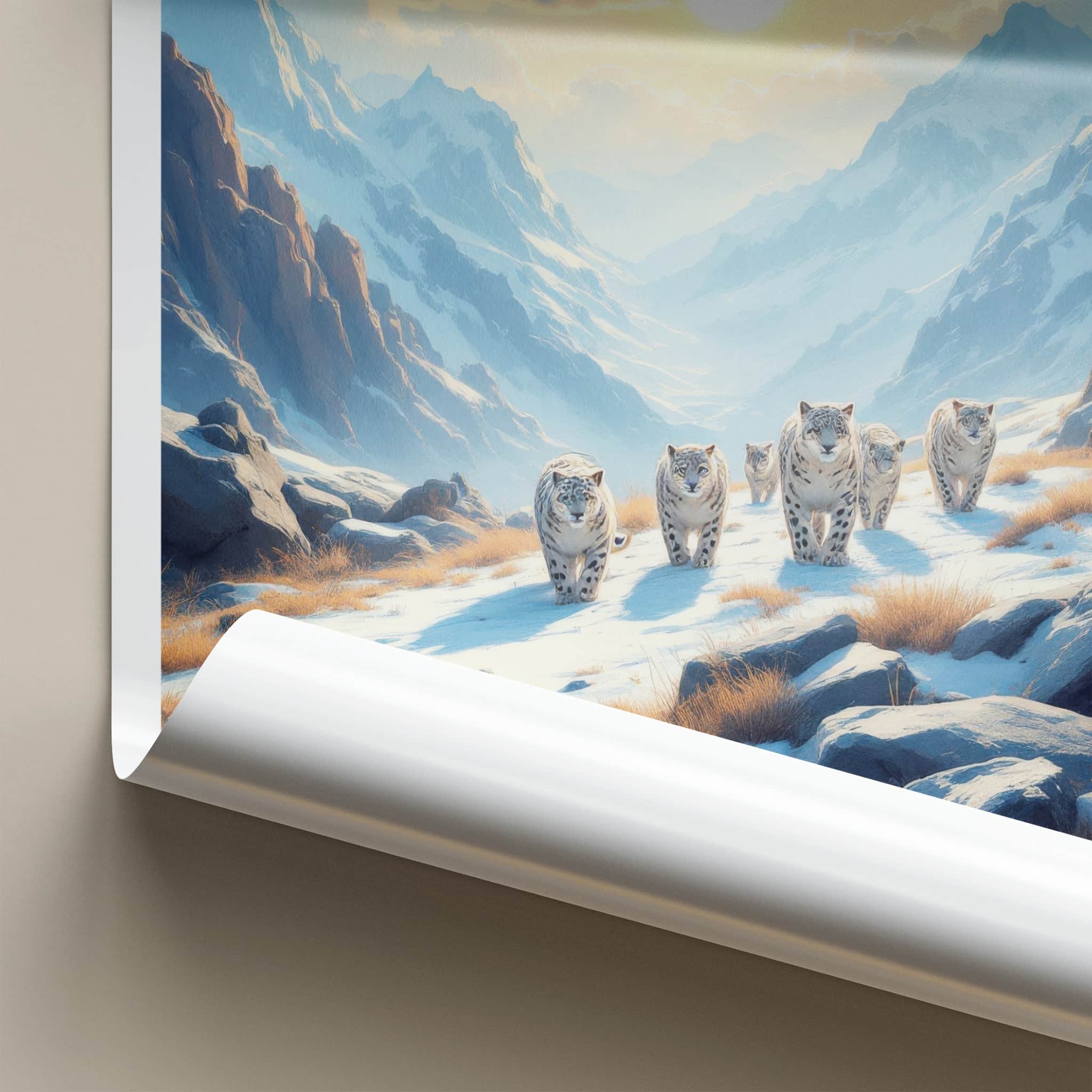 Altai Republic Poster - Russia Wall Art - Walking Snow Leopards Home Decor