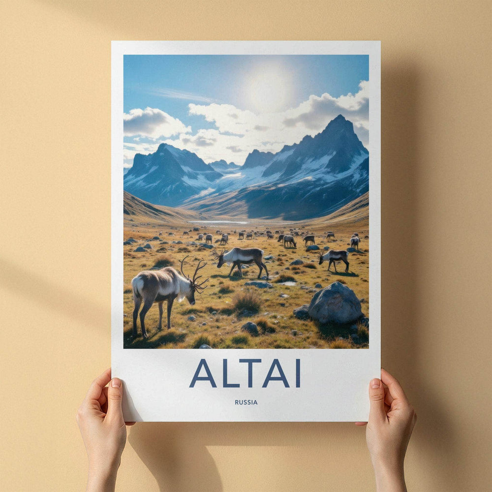 Altai Russia Poster - Scenic Landscape Wall Art With Reindeer