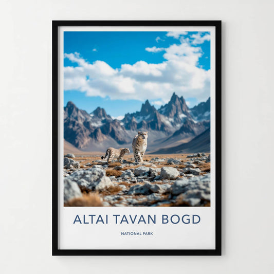 Altai Tavan Bogd Poster - Mongolia Travel Art - Snow Leopards Mountain Landscape Home Decor