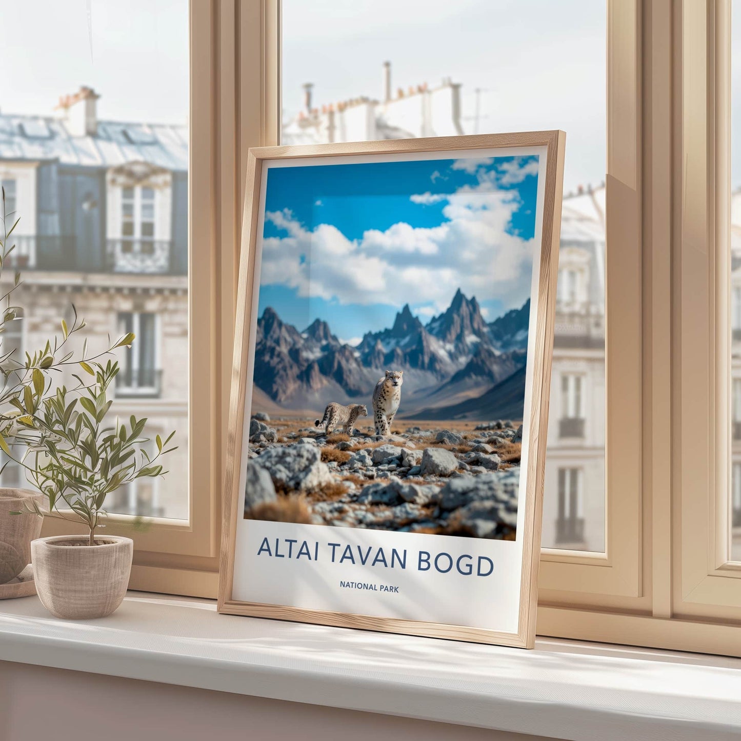 Altai Tavan Bogd Poster - Mongolia Travel Art - Snow Leopards Mountain Landscape Home Decor