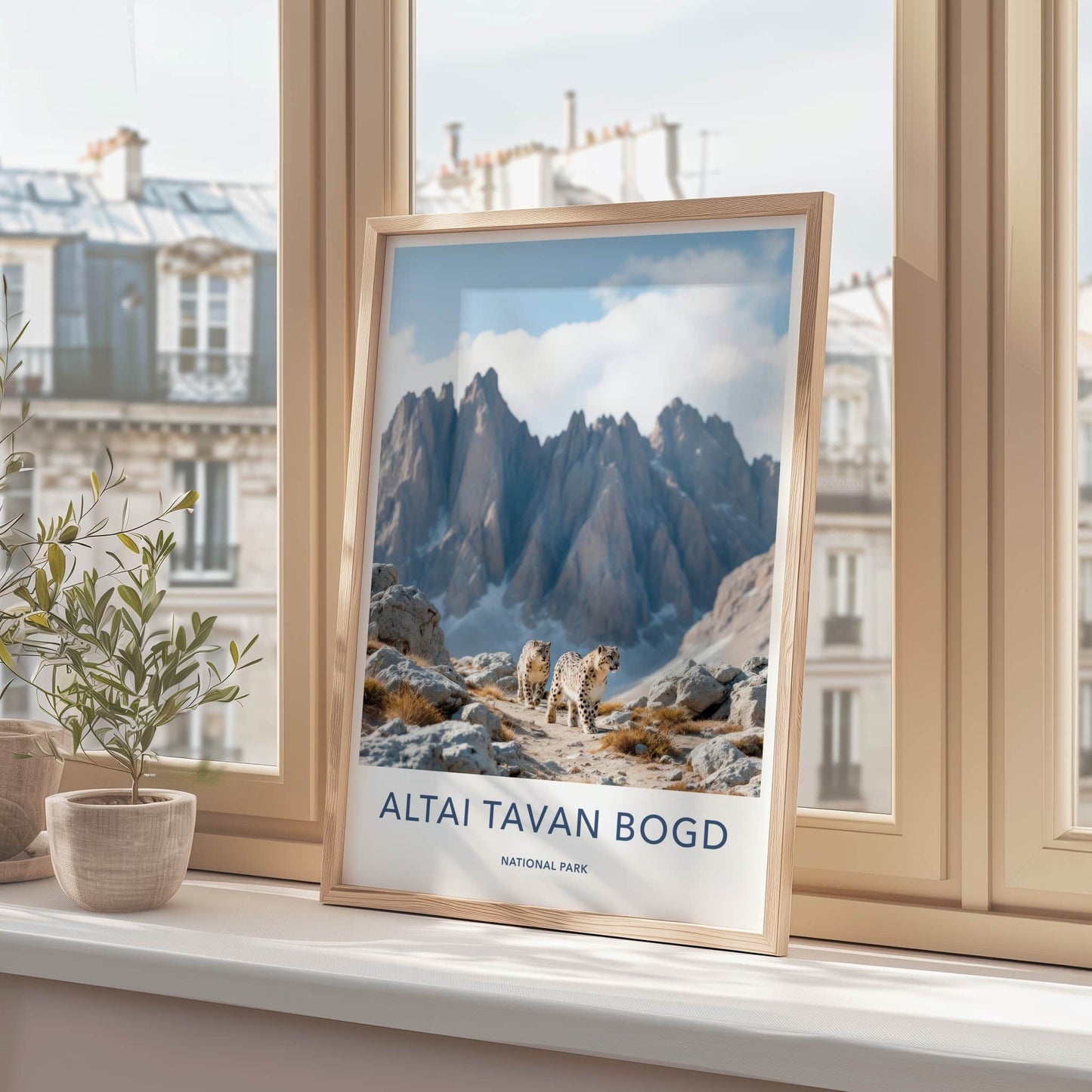 Altai Tavan Bogd Poster - Mongolia Travel Art - Wild Leopards Rocky Terrain Wall Decor