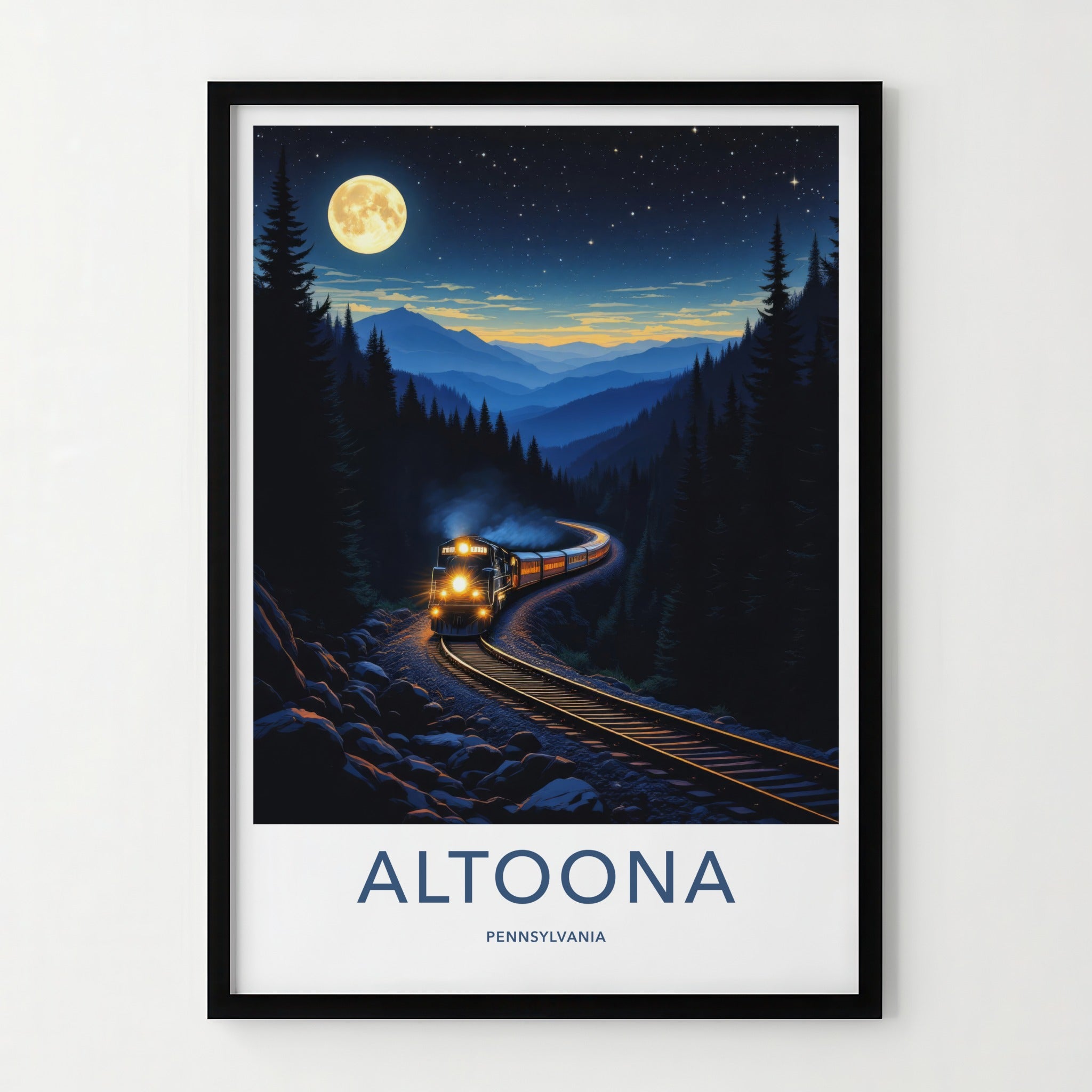 Altoona Poster - Pennsylvania Art Print - Full Moon Train Home Decor