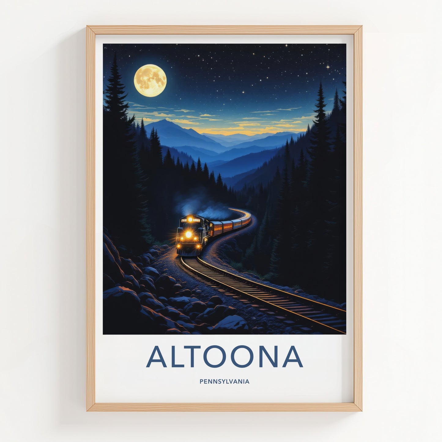 Altoona Poster - Pennsylvania Art Print - Full Moon Train Home Decor