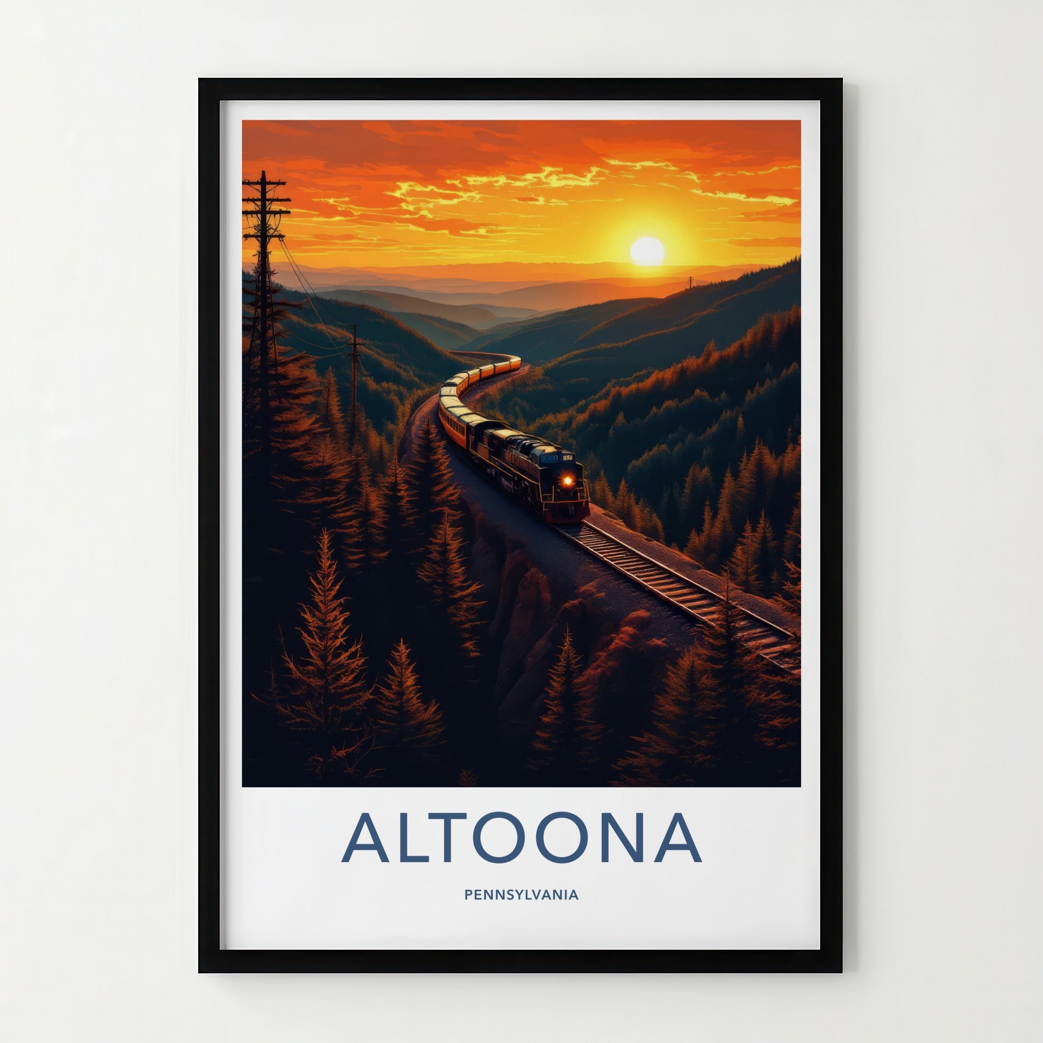 Altoona Poster - Pennsylvania Art Print - Golden Hour Train Home Decor