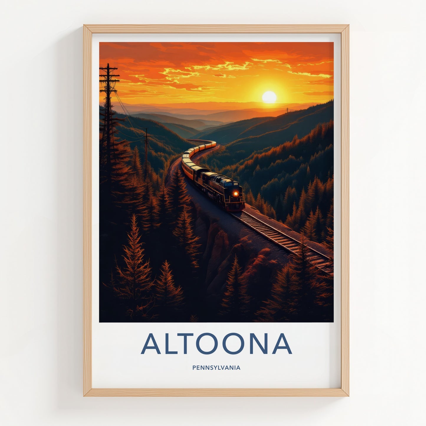 Altoona Poster - Pennsylvania Art Print - Golden Hour Train Home Decor