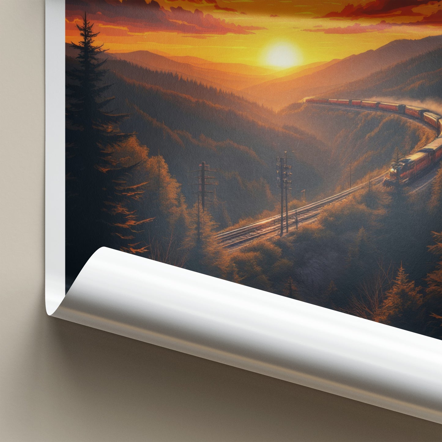 Altoona Poster - Pennsylvania Travel Art - Curving Train Sunset Wall Decor