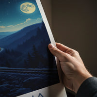 Altoona Poster - Pennsylvania Travel Art - Moonlit Mountain Train Home Decor