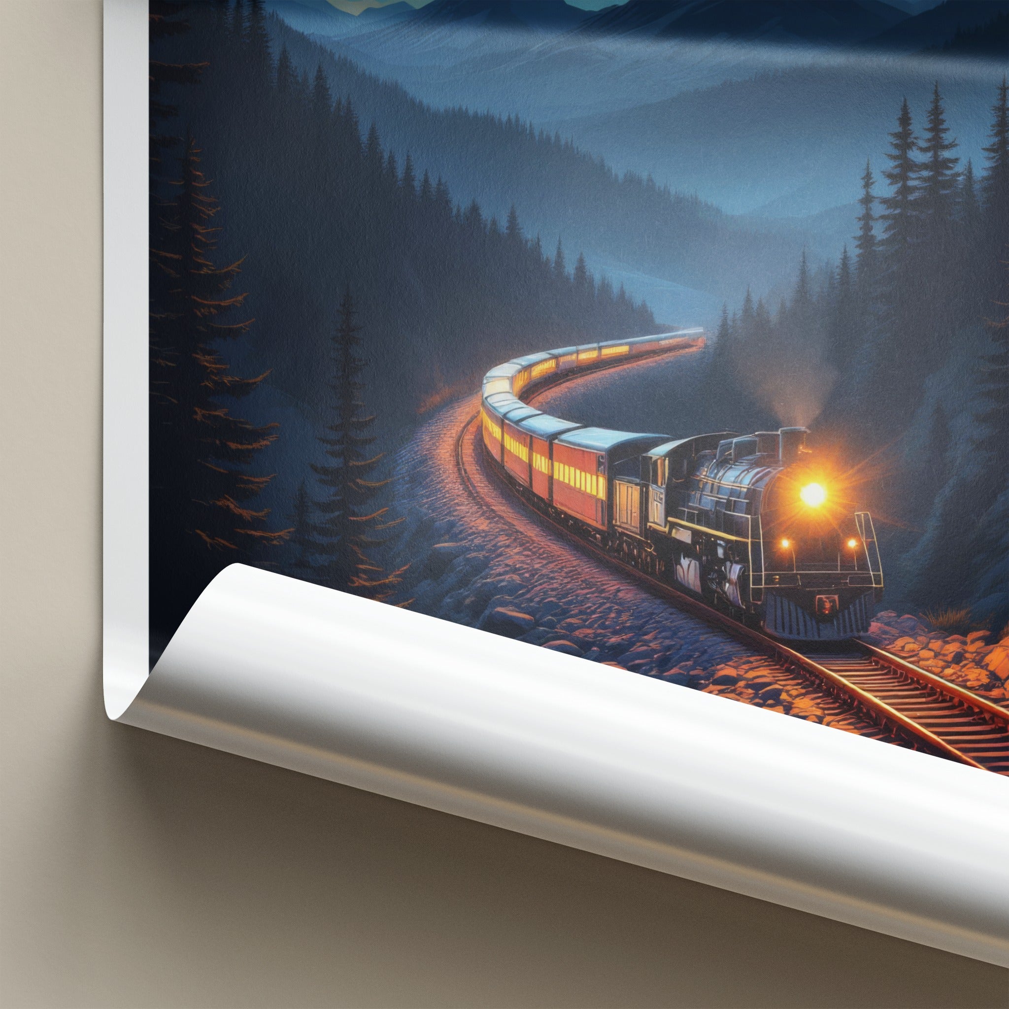 Altoona Poster - Pennsylvania Travel Art - Moonlit Train Mountains Home Decor