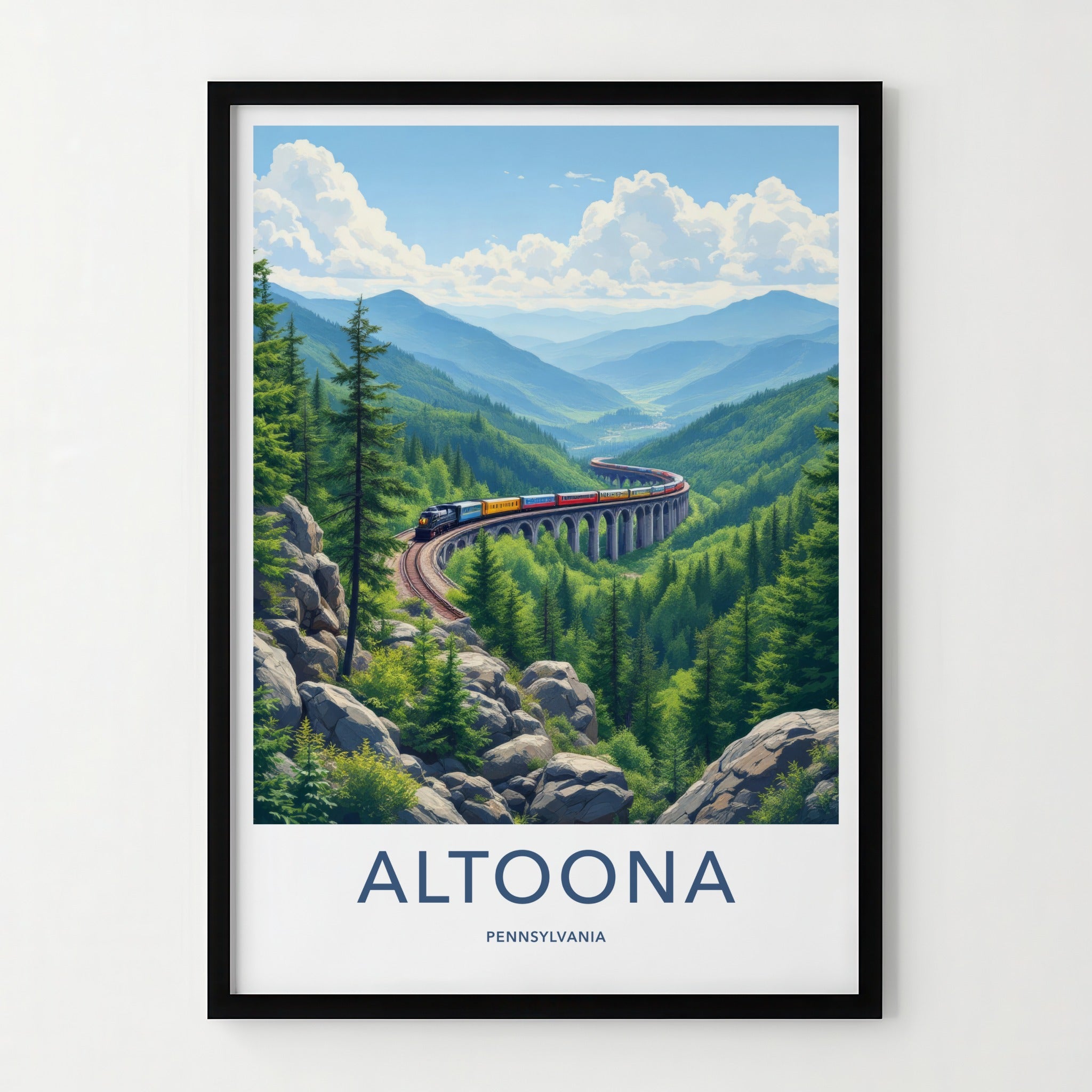 Altoona Poster - Pennsylvania Travel Art - Train Viaduct Mountains Home Decor