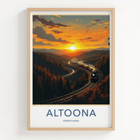Altoona Poster - Pennsylvania Travel Art - Winding Track Sunset Home Decor