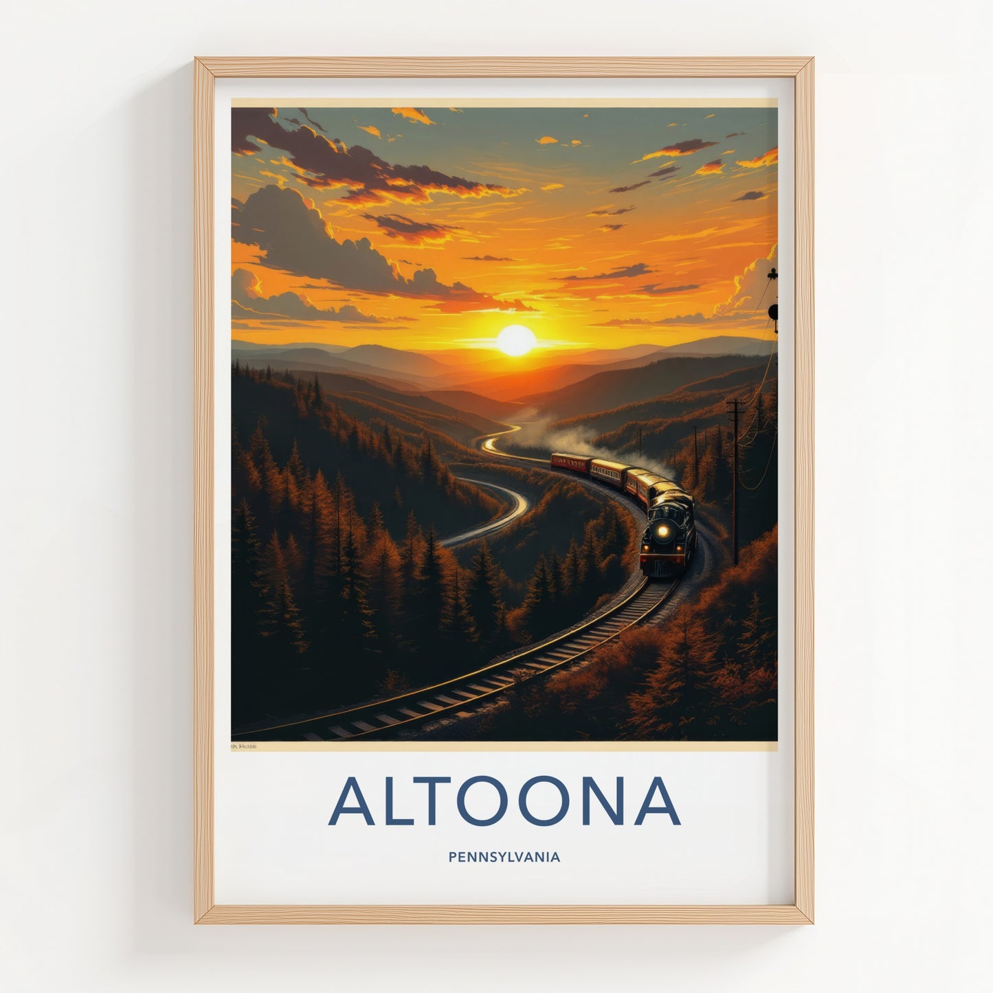 Altoona Poster - Pennsylvania Travel Art - Winding Track Sunset Home Decor