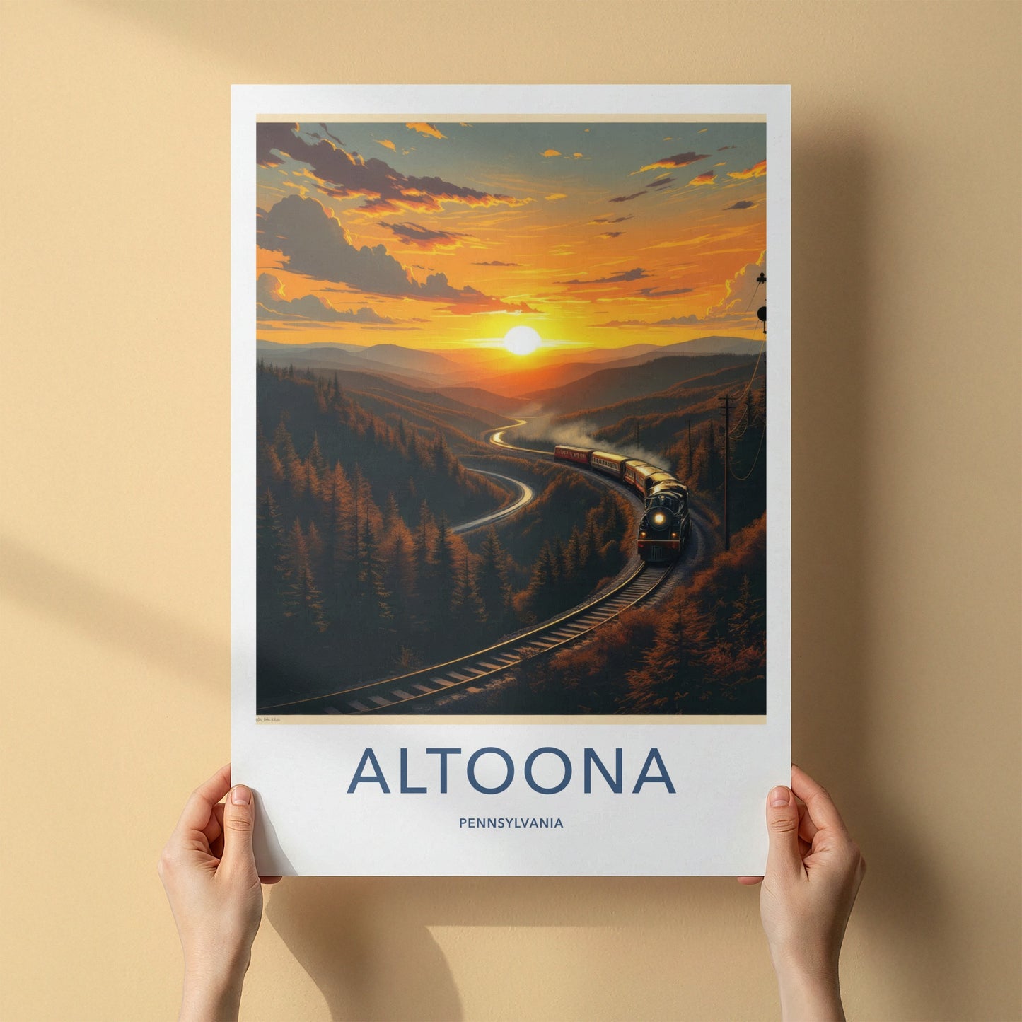 Altoona Poster - Pennsylvania Travel Art - Winding Track Sunset Home Decor