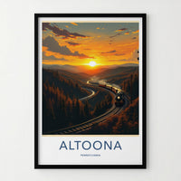 Altoona Poster - Pennsylvania Travel Art - Winding Track Sunset Home Decor
