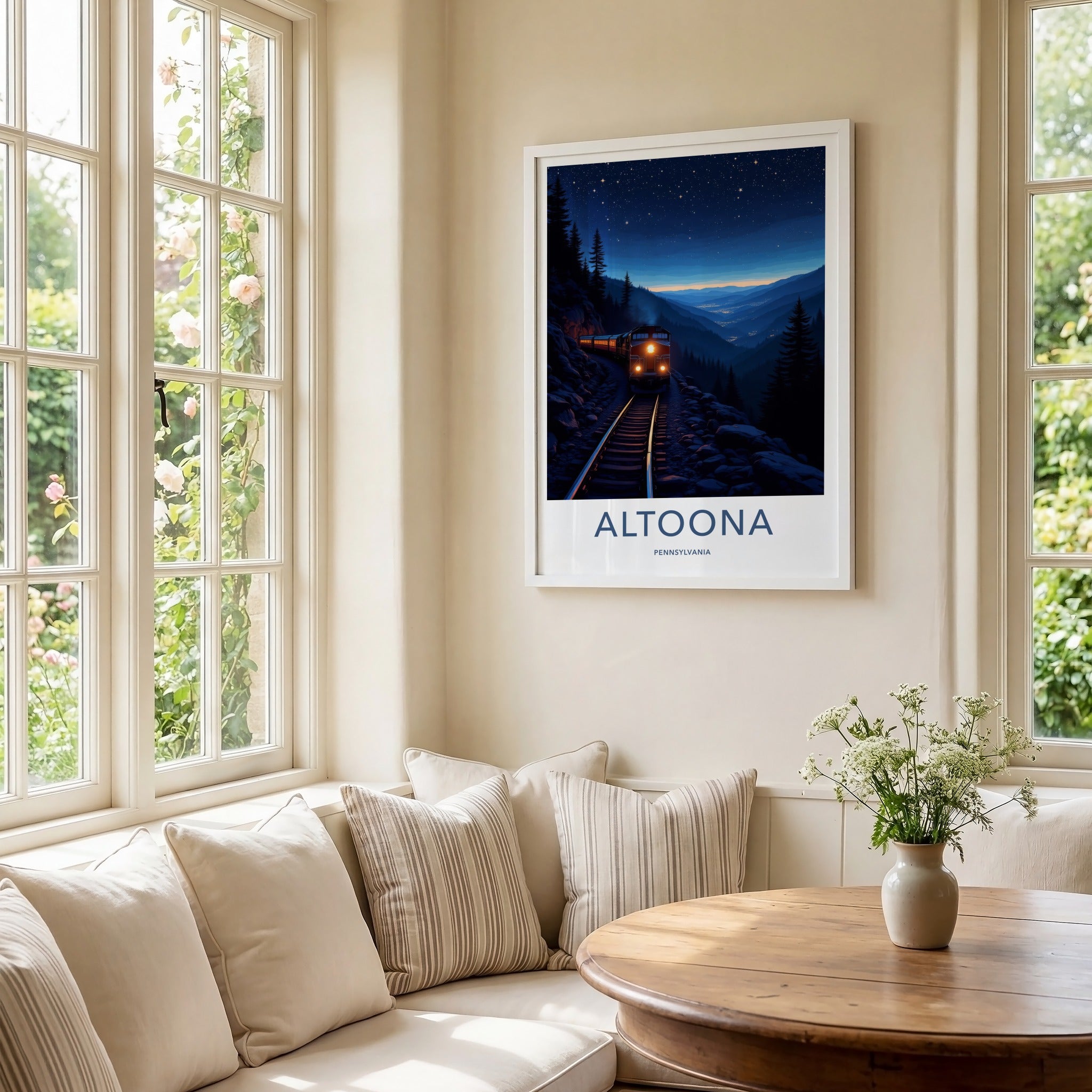 Altoona Poster - Pennsylvania Wall Art - Starry Night Train Home Decor