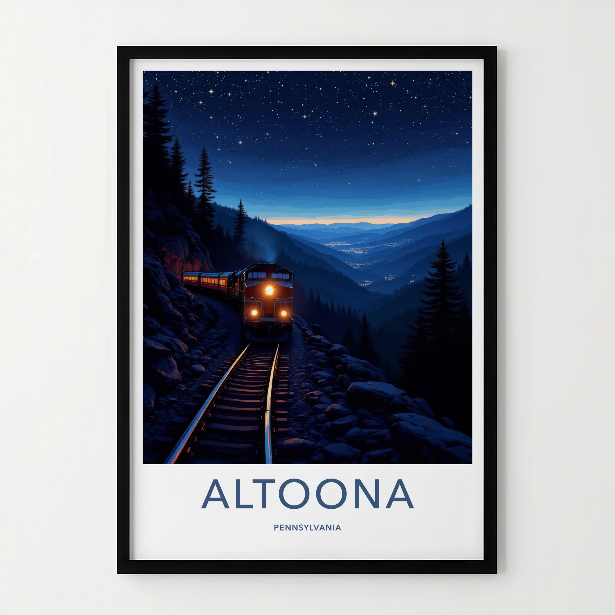 Altoona Poster - Pennsylvania Wall Art - Starry Night Train Home Decor