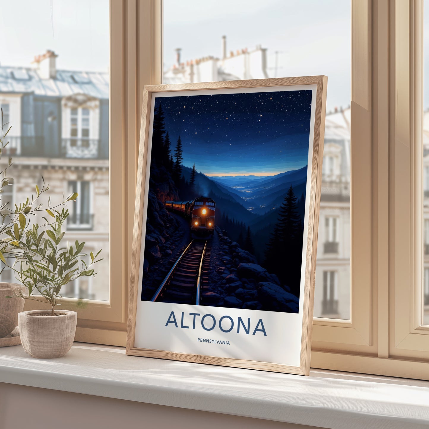 Altoona Poster - Pennsylvania Wall Art - Starry Night Train Home Decor