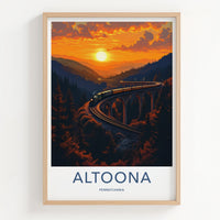 Altoona Poster - Pennsylvania Wall Art - Sunset Train Viaduct Home Decor