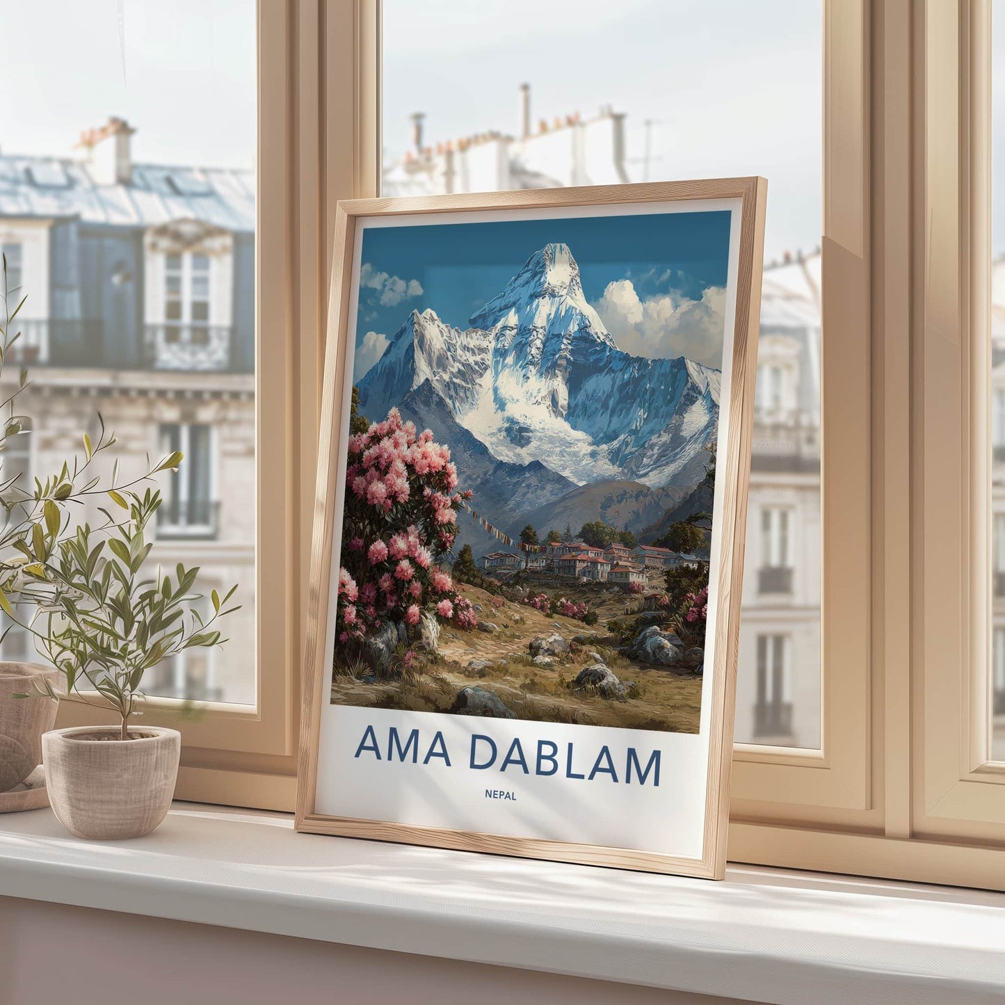 Ama Dablam Poster - Nepal Travel Art - Snow Capped Peak Home Decor