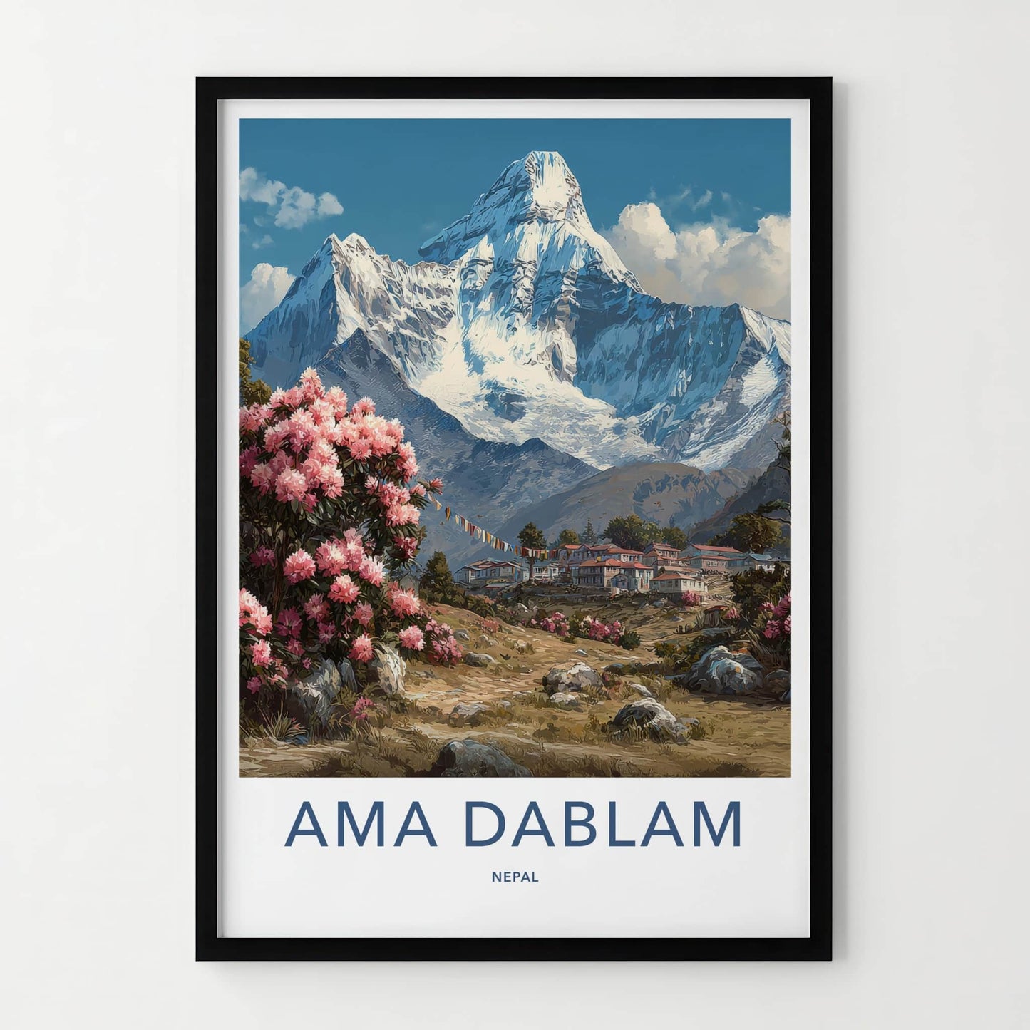 Ama Dablam Poster - Nepal Travel Art - Snow Capped Peak Home Decor