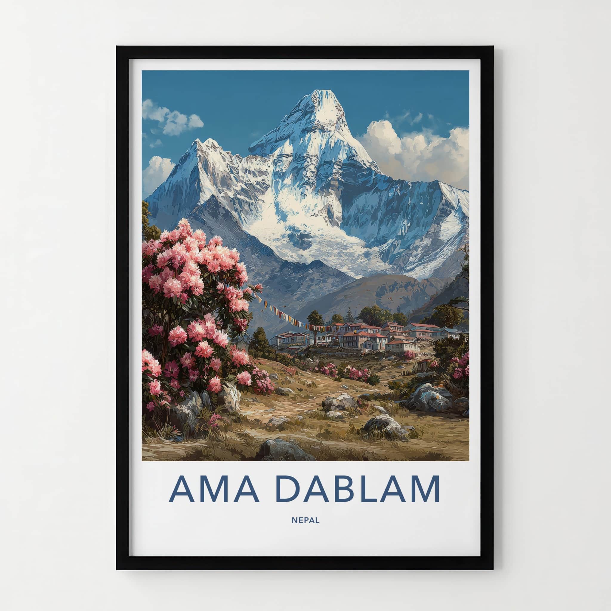 Ama Dablam Poster - Nepal Travel Art - Snow Capped Peak Home Decor