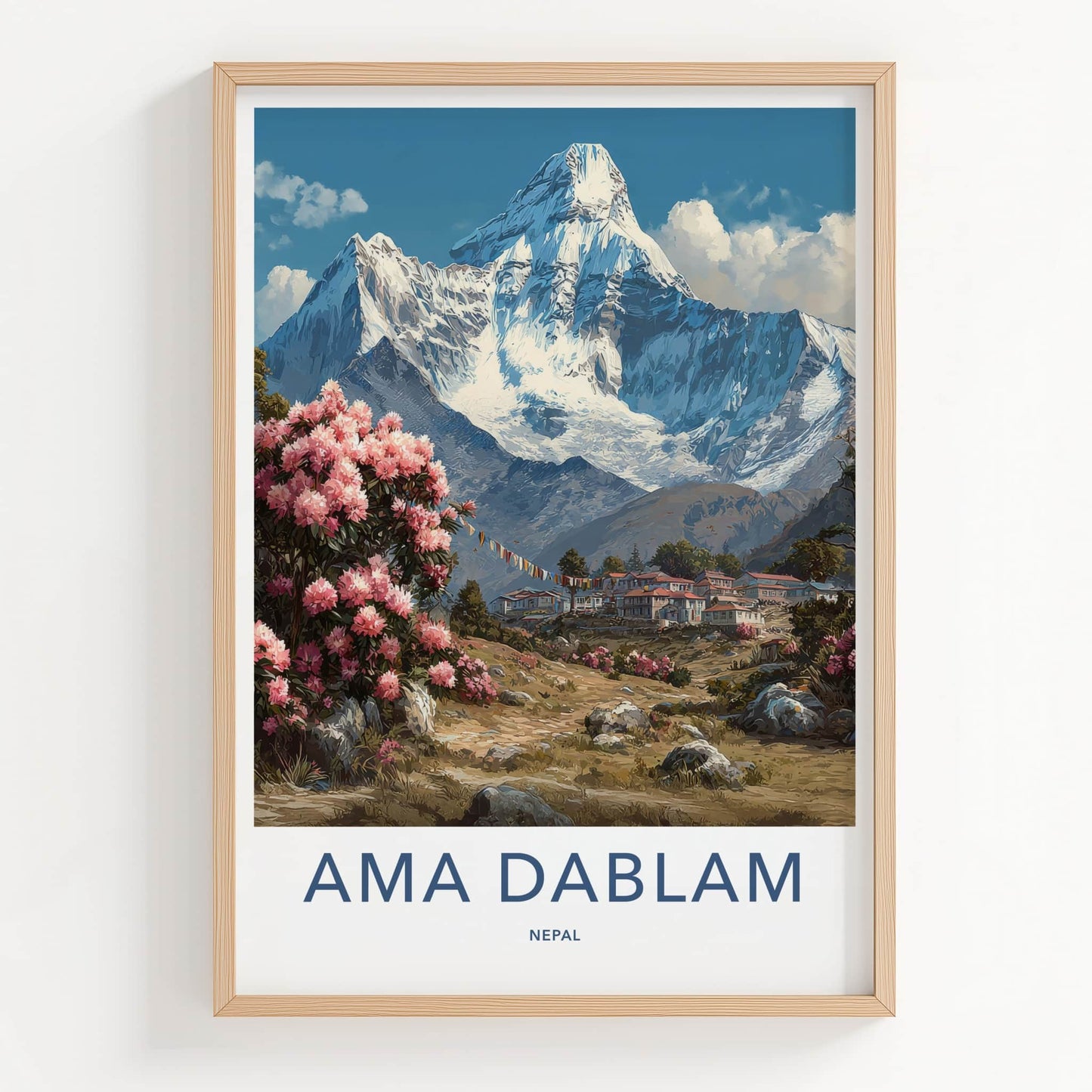Ama Dablam Poster - Nepal Travel Art - Snow Capped Peak Home Decor