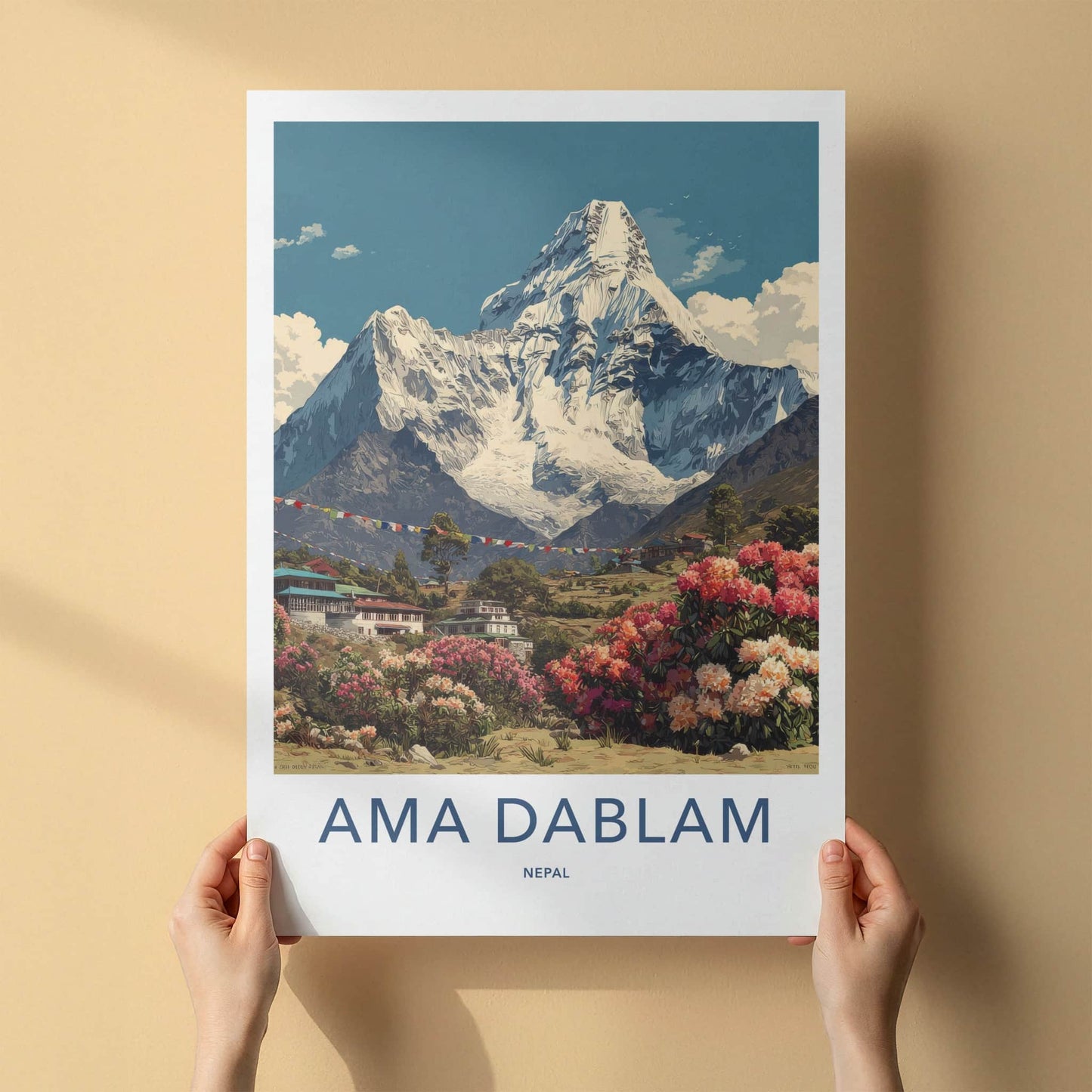 Ama Dablam Poster - Nepal Travel Print - Snowy Mountain Peak Home Decor