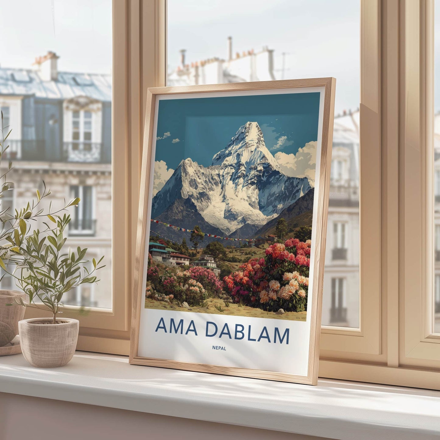Ama Dablam Poster - Nepal Travel Print - Snowy Mountain Peak Home Decor