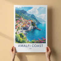 Amalfi Coast Poster - Italy Travel Art - Colorful Cliffside Town Home Decor